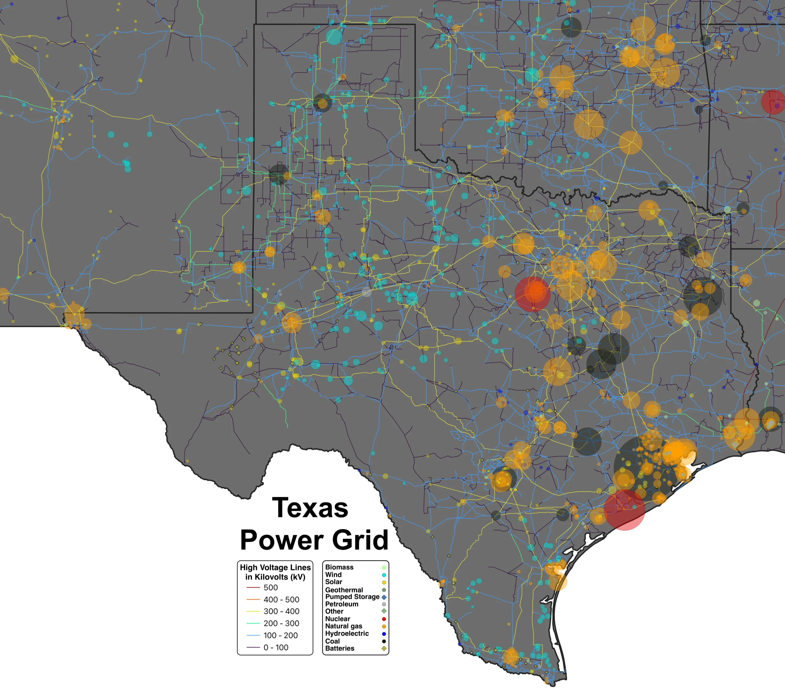 Texas power grid transmission lines